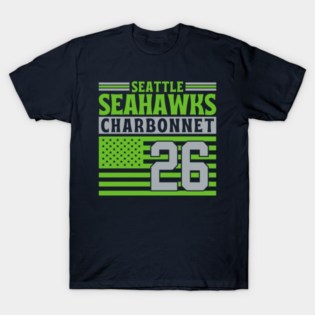 Seattle Seahawks Charbonnet 26 American Flag Football T-Shirt by Astronaut.co